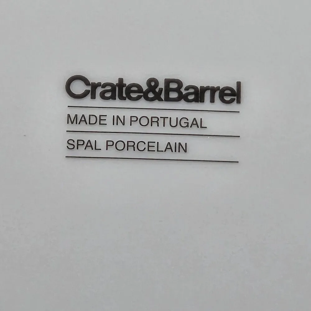 Crate & Barrel Roulette Salad Plates White Spal Porcelain 8 1/4